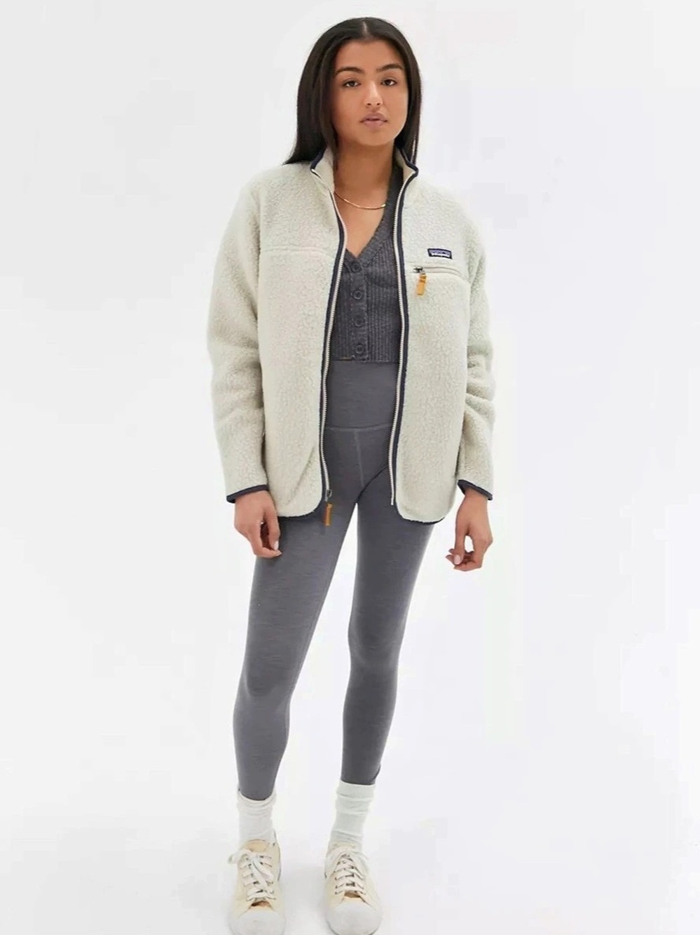 Patagonia Classic Retro-X Fleece Jacket Cream & Blue Small
